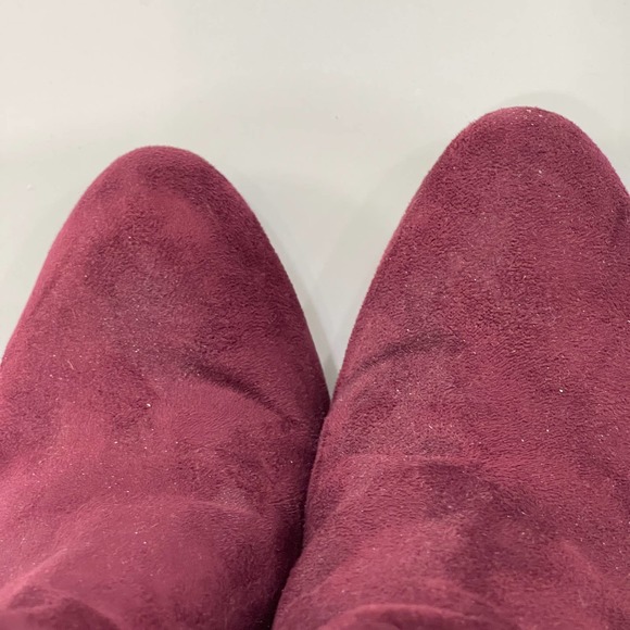 Rialto Red Cordelia Patchwork Boots Zipper Suede High Heel Knee High Almond 8M 8 - Picture 7 of 9